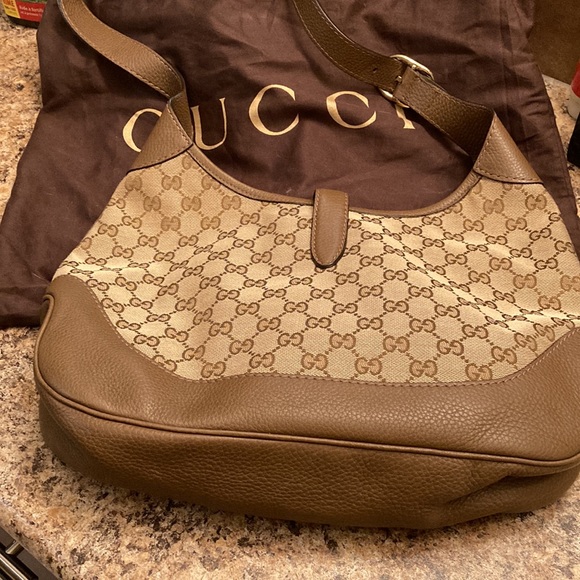 🎄Gucci “Jackie” 1961 Medium Canvas Bag with leather trim, NWT - Picture 2 of 15